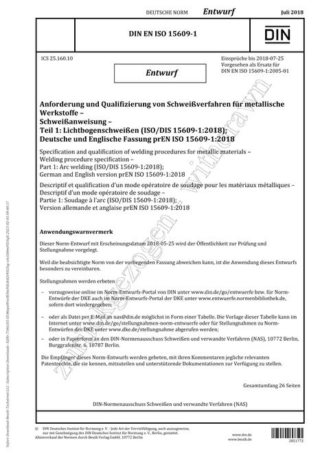 DIN EN ISO 15609-1 - DRAFT