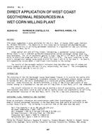 CH-81-02-3 -- Direct Application of West Coast Geothermal Resources in a Wet Corn Milling Plant