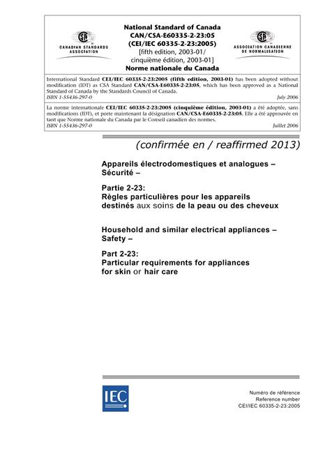 CAN/CSA E60335-2-23-05 (R2013)