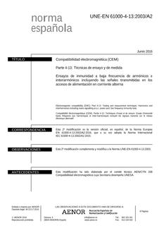 AENOR UNE-EN 61000-4-13/A2
