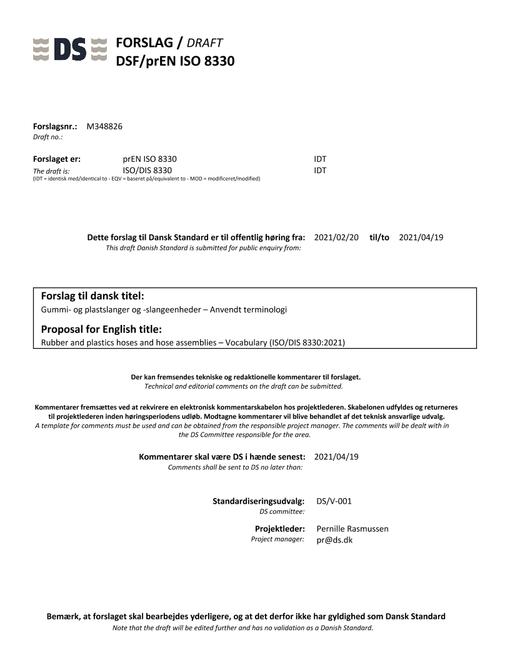 DANSK DSF/PREN ISO 8330
