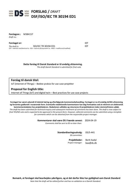DANSK DSF/ISO/IEC TR 30194 ED1