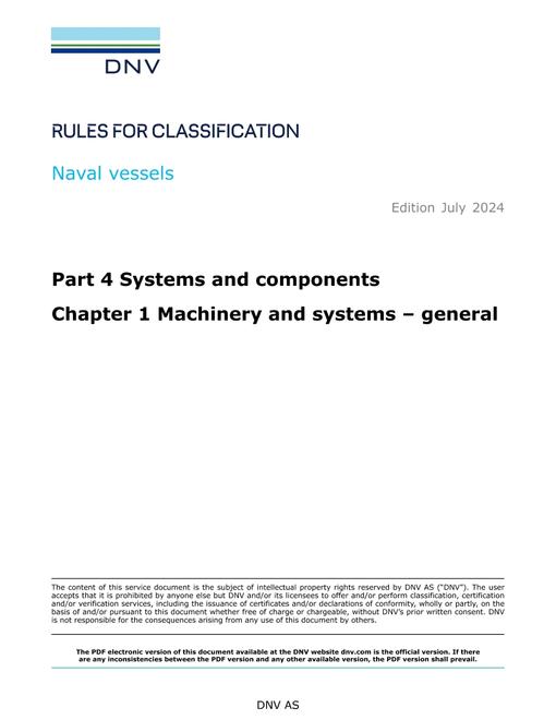 DNV DNV-RU-NAVAL PART 4 CHAPTER 1
