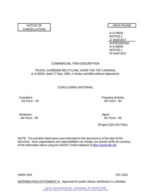 CID A-A-58043 Notice 2 - Cancellation