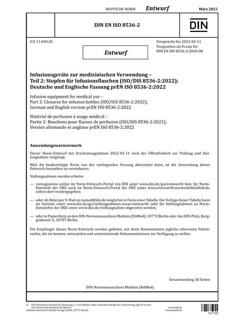 DIN EN ISO 8536-2 - DRAFT