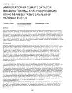 CH-81-12-4 -- Abbreviation of Climate Data for Building Thermal Analysis Programs Using Representative Samples of Various Lengths