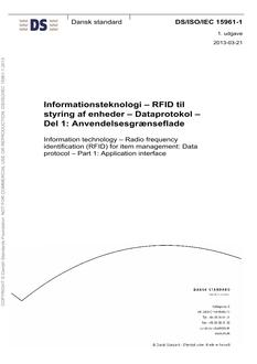 DANSK DS/ISO/IEC 15961-1