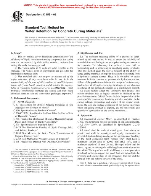 ASTM C156-03