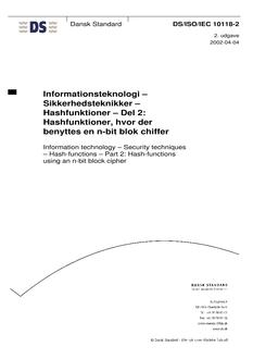 DANSK DS/ISO/IEC 10118-2