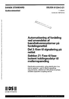DANSK DS/EN 61334-3-21