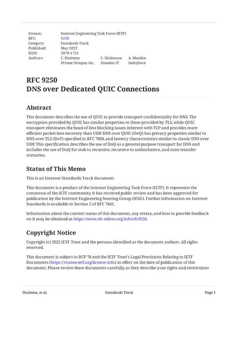 IETF RFC 9250