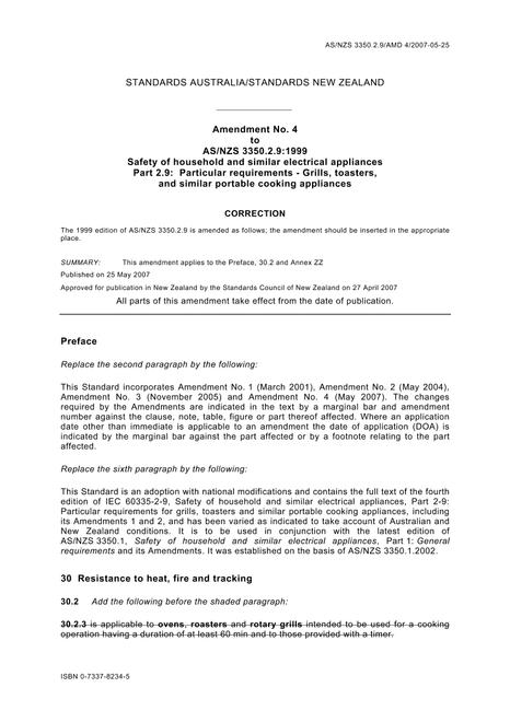 AS/NZS 3350.2.9:1999 AMDT 4