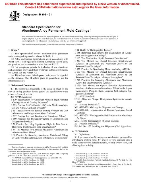 ASTM B108-01