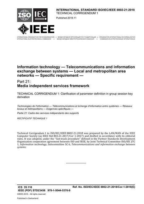 IEEE/ISO/IEC 8802-21:2018/Cor.1:2018-2018