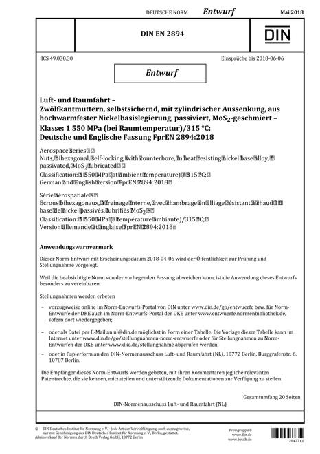 DIN EN 2894 - DRAFT