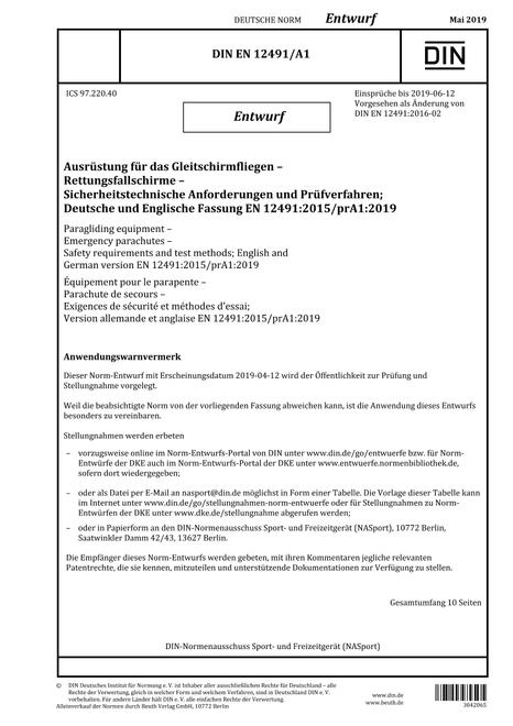DIN EN 12491/A1 - DRAFT