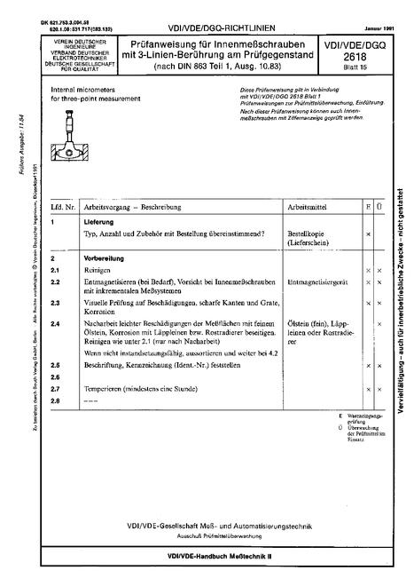 VDI VDI/VDE/DGQ 2618 BLATT 15