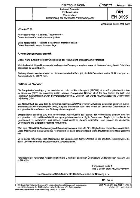 DIN EN 3095 - DRAFT