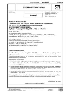 DIN EN ISO /IEEE 11073-10419 - DRAFT