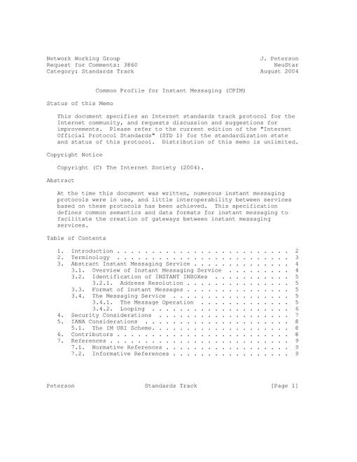 IETF RFC 3860
