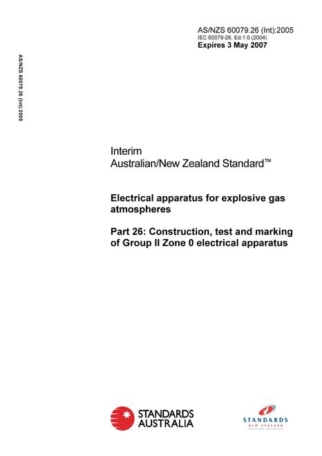 AS/NZS 60079.26 (INT):2005