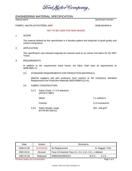 FORD WSB-M1H644-A