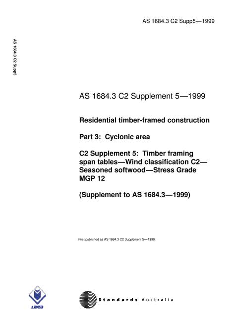 AS 1684.3 C2 SUPP 5-1999