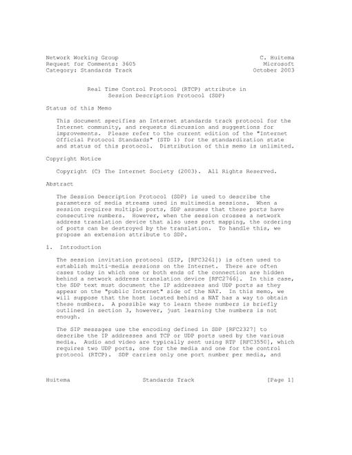 IETF RFC 3605
