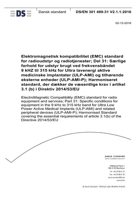 DANSK DS/EN 301 489-31 V2.1.1