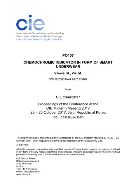 CHEMOCHROMIC INDICATOR IN FORM OF SMART UNDERWEAR

 (PO107, 1185-1192)