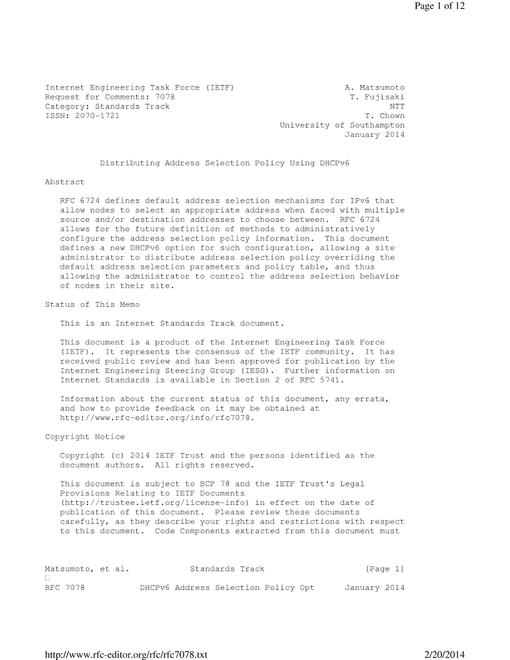 IETF RFC 7078