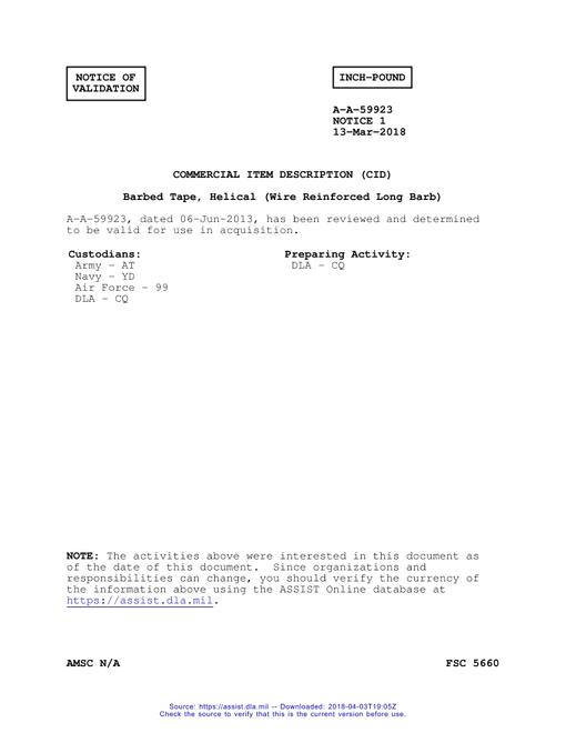 CID A-A-59923 Notice 1 - Validation 1