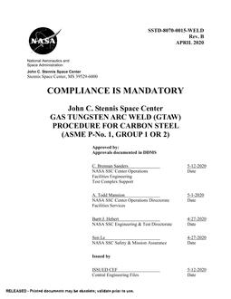 NASA SSTD-8070-0015-WELD Rev. B