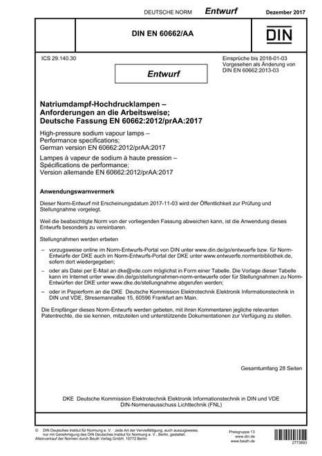 DIN EN 60662/AA - DRAFT
