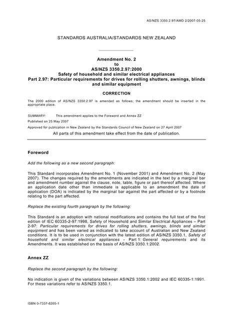 AS/NZS 3350.2.97:2000 AMDT 2