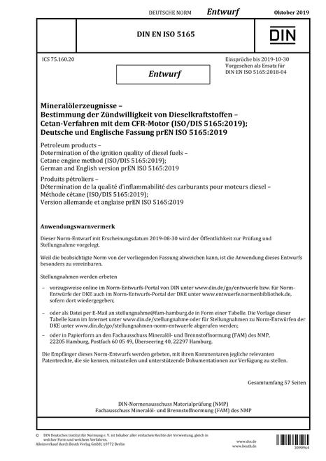 DIN EN ISO 5165 - DRAFT