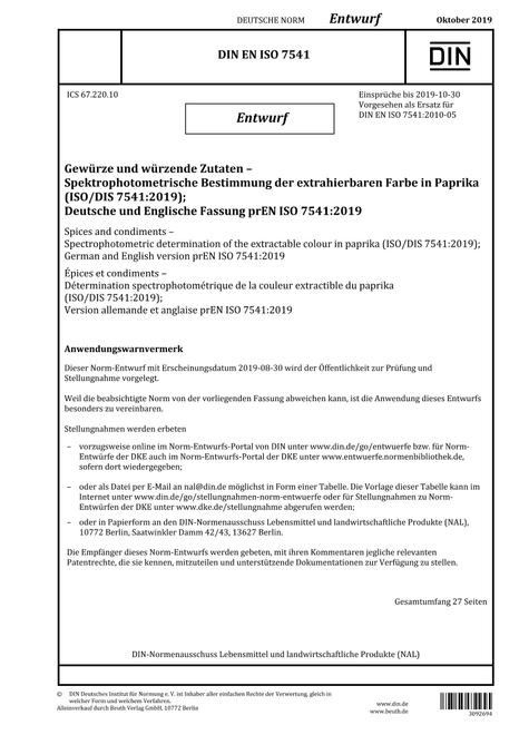 DIN EN ISO 7541 - DRAFT