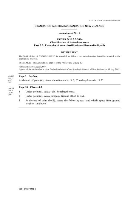 AS/NZS 2430.3.3:2004 AMDT 1