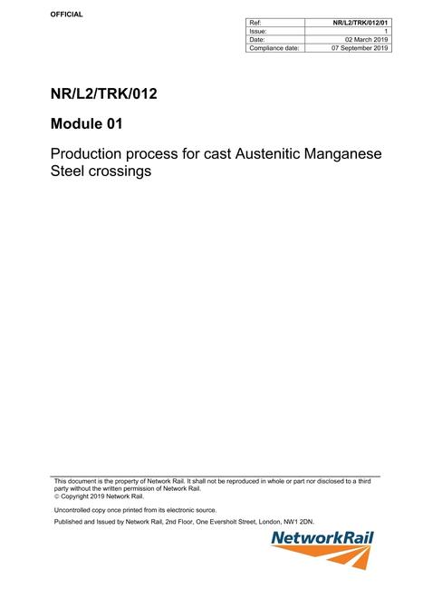 NR NR/L2/TRK/012/01 ISSUE 1