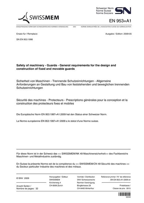 SNV SN EN 953+A1