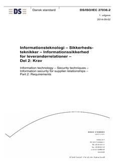 DANSK DS/ISO/IEC 27036-2