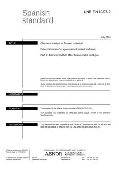 AENOR UNE-EN 10276-2