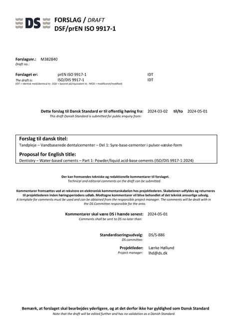 DANSK DSF/PREN ISO 9917-1