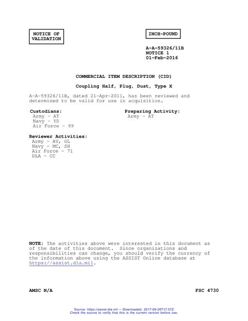 CID A-A-59326/11B Notice 1 - Validation 1