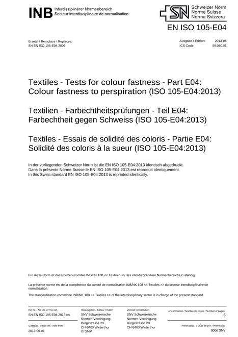SNV SN EN ISO 105-E04
