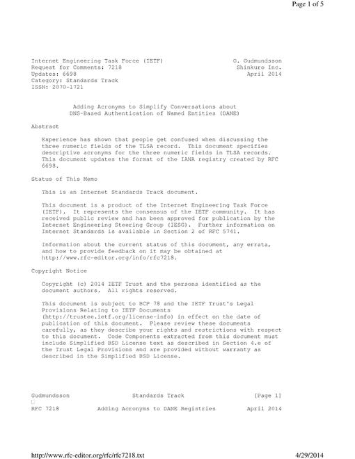 IETF RFC 7218