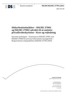 DANSK DS/EN ISO/IEC 27701