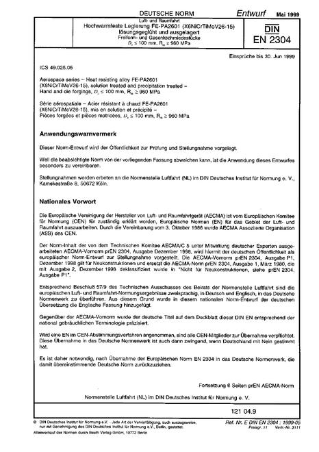 DIN EN 2304 - DRAFT