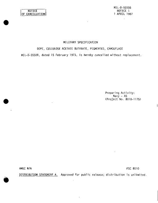 MIL MIL-D-5550B Notice 1 - Cancellation