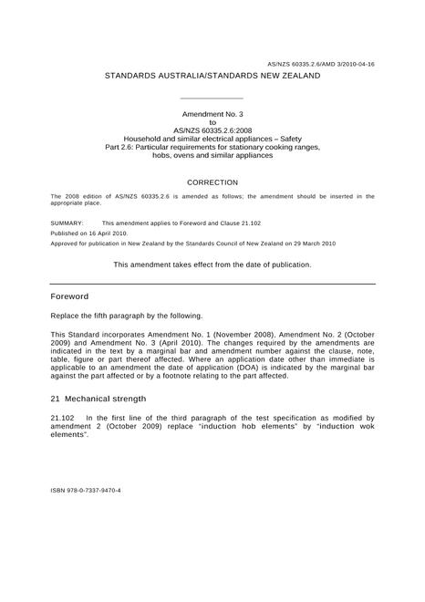 AS/NZS 60335.2.6:2008 AMDT 3